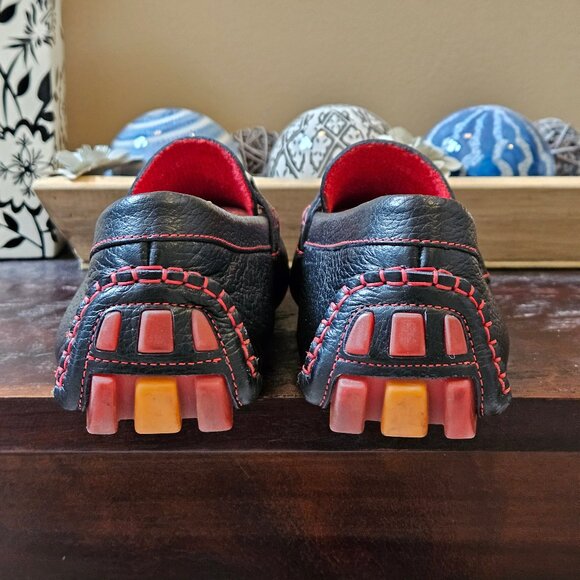 Donald Pliner Men's Soft Leather Horsebit Loafers, Black/Red, Sz 12 - Picture 5 of 16